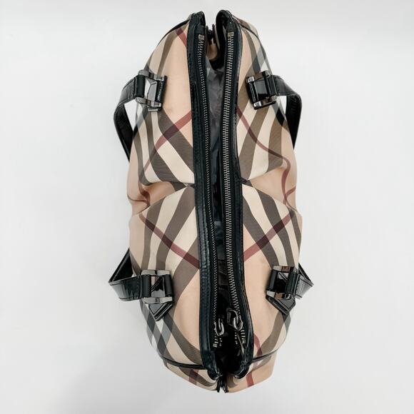 Burberry Bag Shoulder Tote Check Travel Nova Check Shopping Tan Beige Authentic - Picture 11 of 16